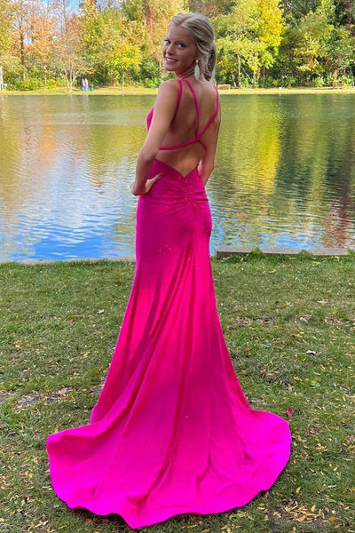Lavender Rhinestone Spaghetti Straps Mermaid Prom Dress VL011212