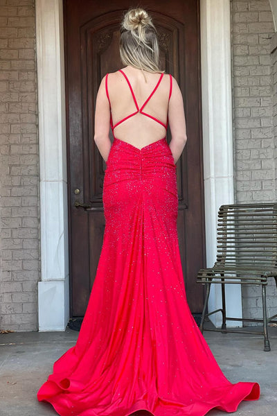 Lavender Rhinestone Spaghetti Straps Mermaid Prom Dress VL011212