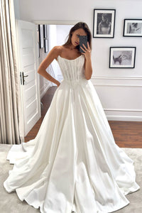 Attractive Ball Gown Satin Long Wedding Dresses VL24062702