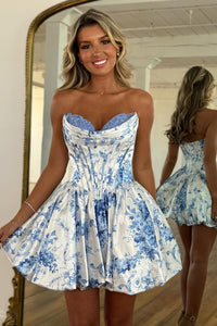 Fashion A Line Sweetheart Floral Chiffon Homecoming Dress VL1062107