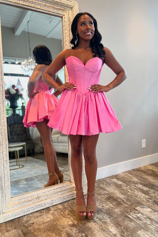 Cute A-Line Sweetheart Pink Short Homecoming Dresses VL24080603