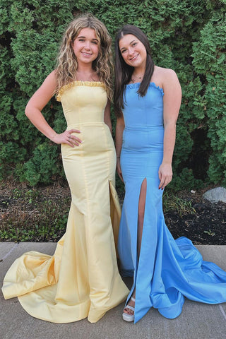 Cute Mermaid Sweetheart Daffodil Satin Long Prom Dress VL010303