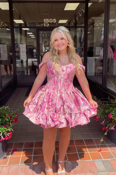 Cute A Line Scoop Neck Lavender Jacquard Homecoming Dress VL1081202
