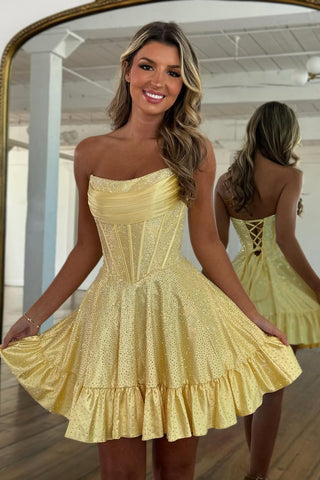A Line Scoop Neck Satin Sparkly Homecoming Dress with Hot Stone vL1061510