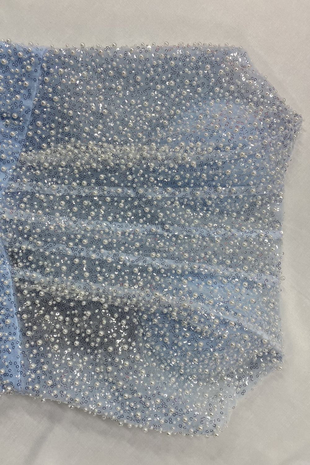 Mermaid Sweetheart Light Blue Pearl Beading Prom Dress with Slit-5