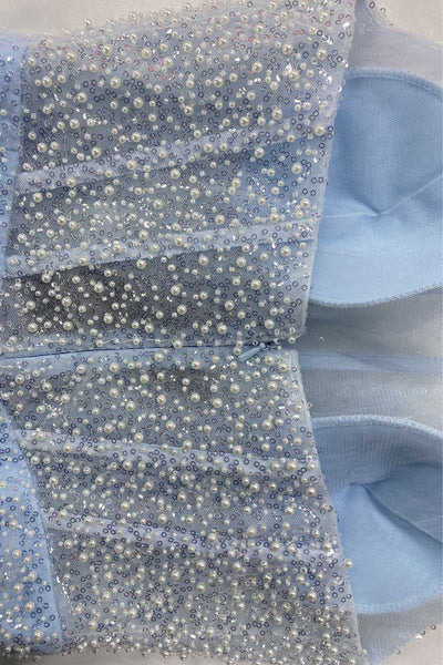 Mermaid Sweetheart Light Blue Pearl Beading Prom Dress with Slit-6