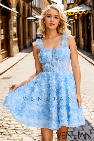 Pretty A-Line Sweetheart Blue 3D Flowers Short Homecoming Dresses VL4072101